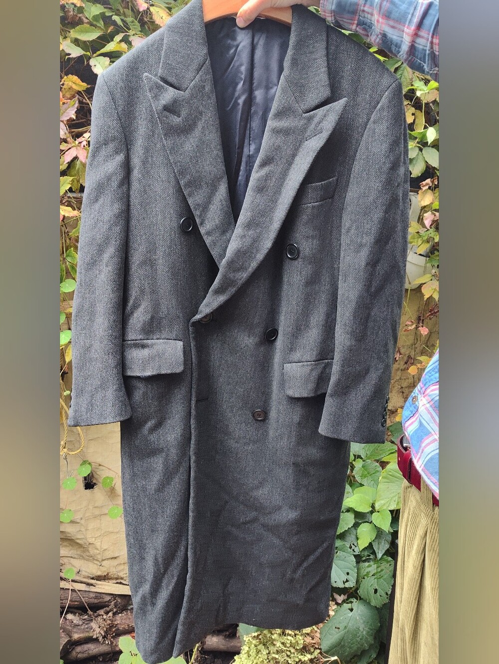 Vintage Men's Double-Breasted J.P.Tilford Wool Herringbone Coat Harry Rosen